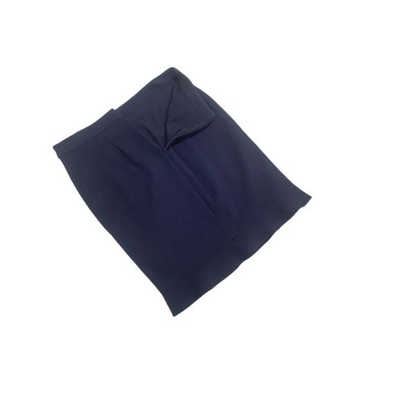 Ann Taylor navy lined pencil skirt ruffle hem above the knee size 10 petite - Picture 3 of 6